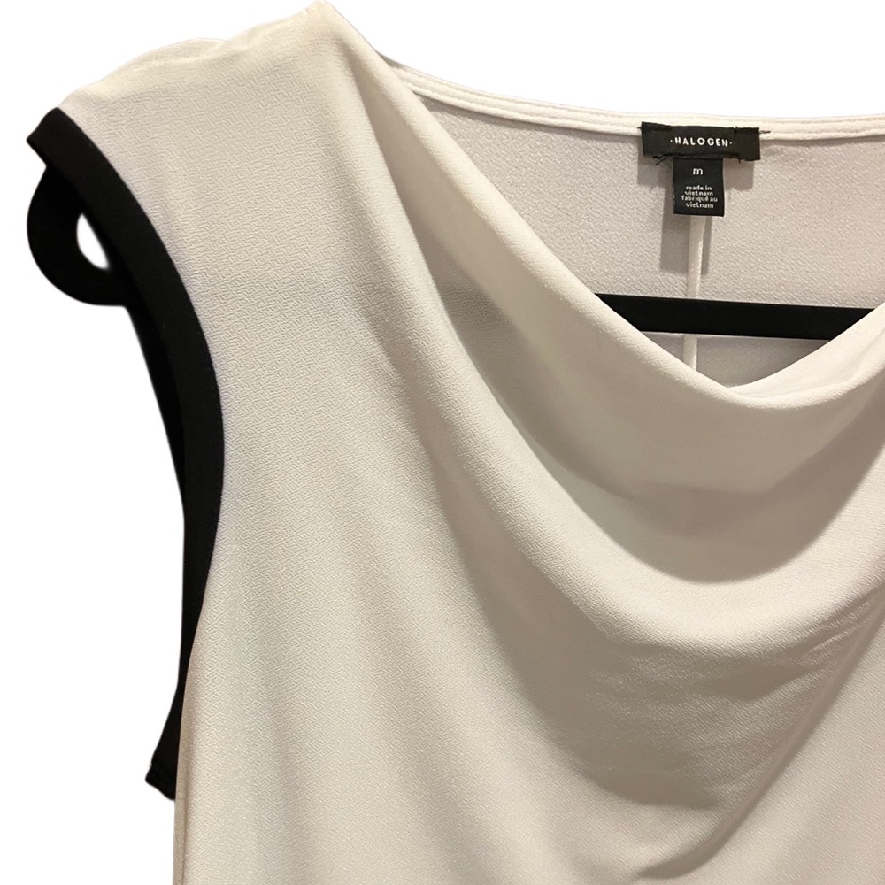 Halogen Cream Black Hem Sleeves Draped Blouse Size M - Picture 4 of 7